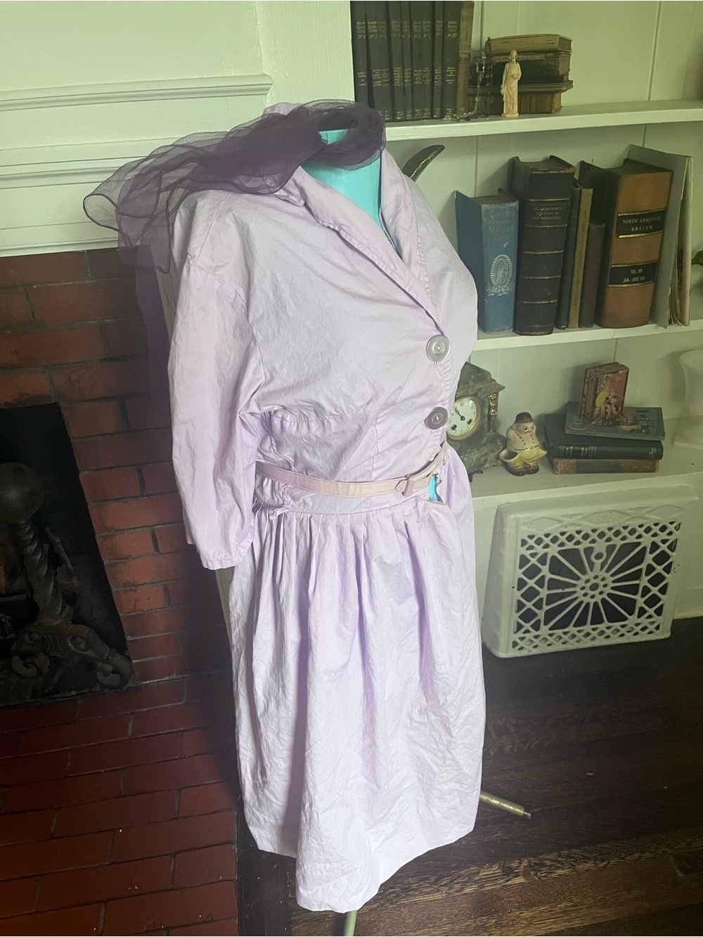 Vintage Lilac Button-Waist Dress